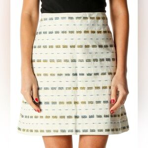 Loft textured skirt, cream w/ multi-colored stitching, size 14, NWT
